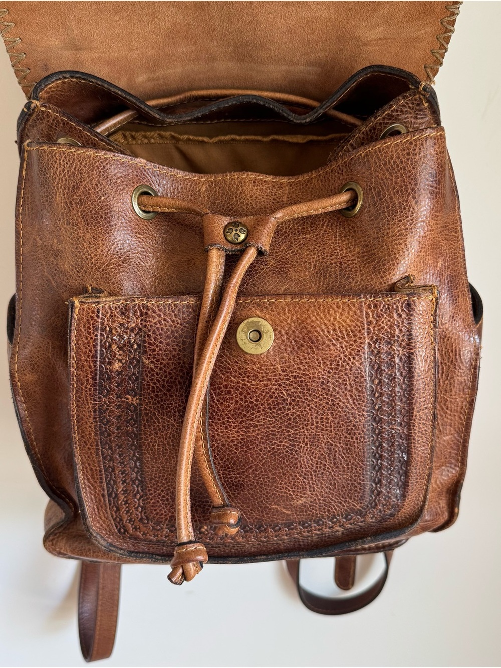 Patricia Nash Jovanna Backpack distressed Brown Leather purse bag - Picture 4 of 8